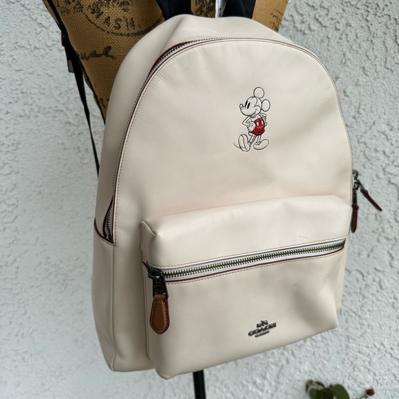 RARE DISNEY X COACH Charlie backpack large chalk white with Mickey Mouse - Picture 6 of 15